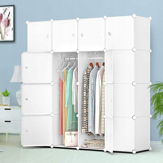 Armadio modulare 147x147x37 cm, perfetto per vestiti e accessori.