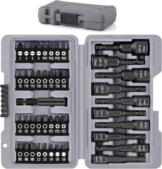 43 pezzi di set di chiavi multifunzionali a set di chiavi a ingranaggio a 6 lobi e magnetico a misura lunga, con accessori anti-frode sicuri 1/4" in scatola.