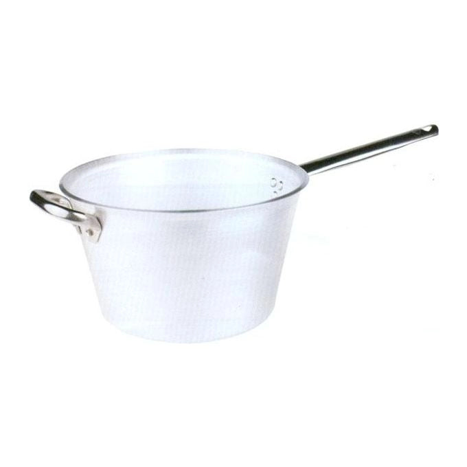 Baldassare Agnelli ALMR65B20 Paiolo per Polenta in Alluminio 5 mm con Manico e Impugnatura in Acciaio Inox colore Argento
