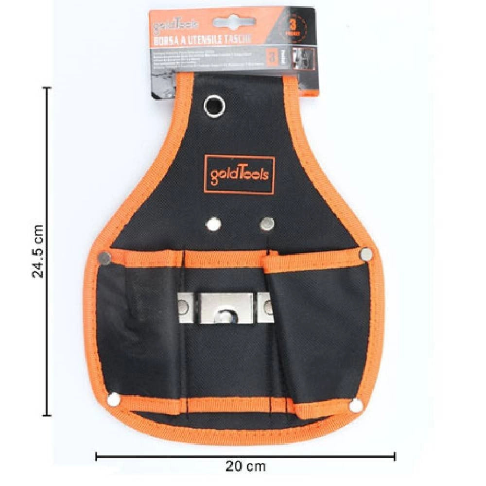 Trade Shop - Borsa Porta Utensili 3 Tasche Da Cintura Marsupio Per Attrezzi Da Lavoro -