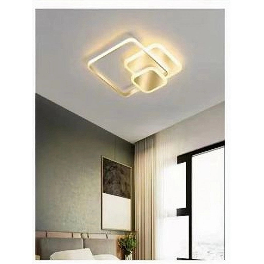 Trade Shop - Plafoniera Luce Fredda Led Quadrata 50 W Lampadario A Soffitto Oro Moderno 50088 -