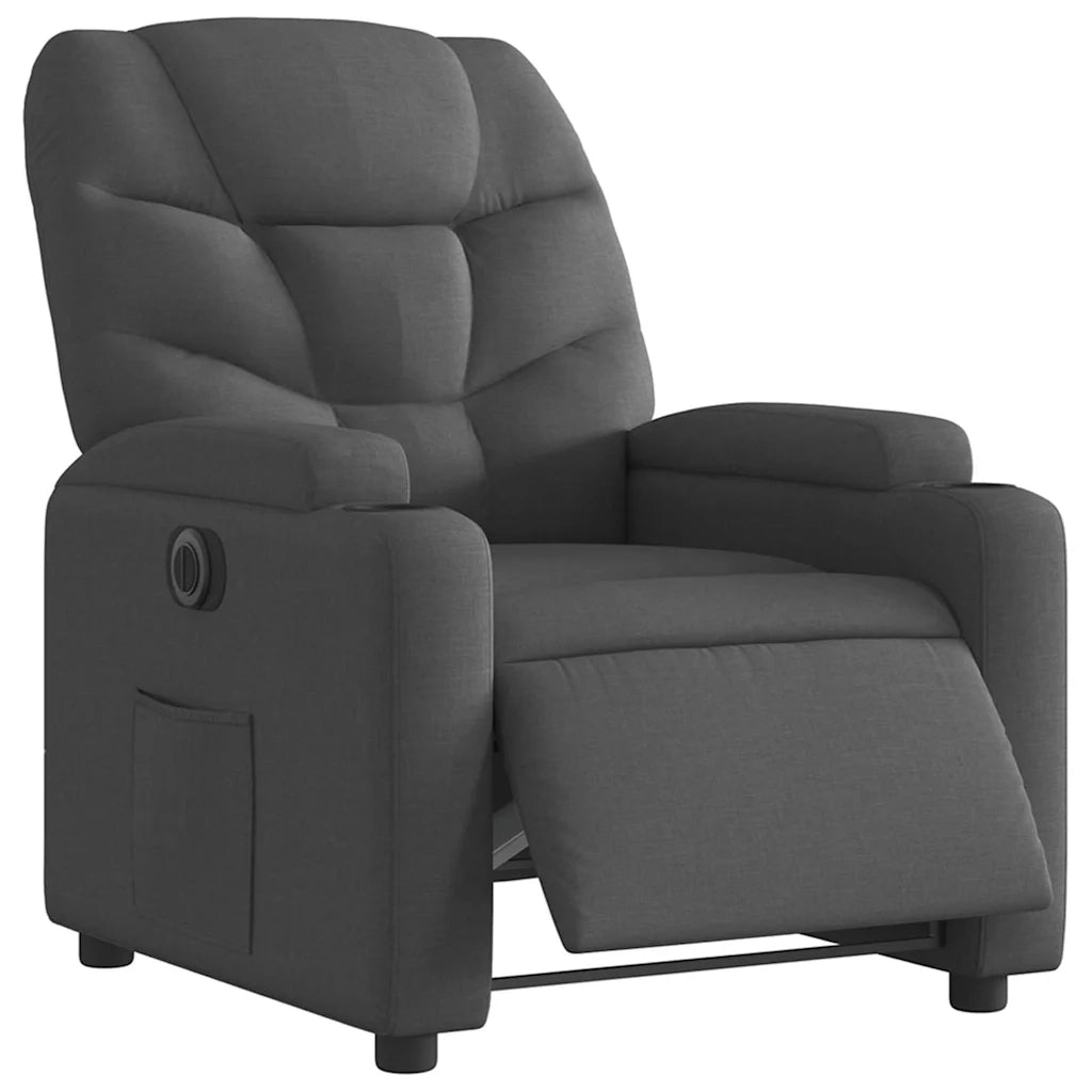 Poltrona Elettrica Reclinabile Nera in Tessuto 3204574