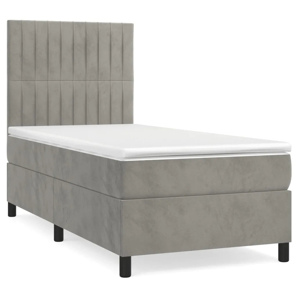Giroletto a Molle con Materasso Grigio Chiaro 80x200 cm Velluto cod mxl 59645