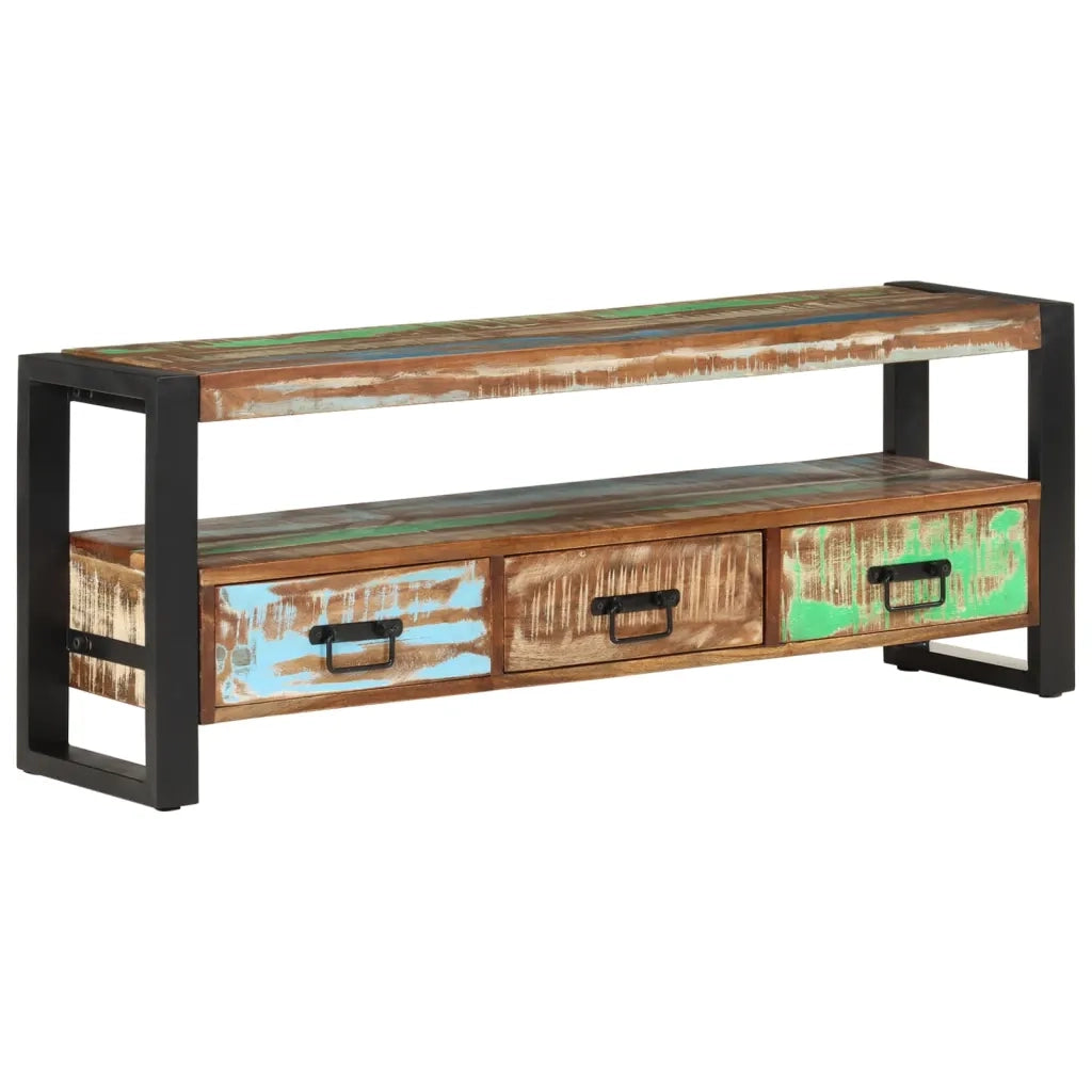 Mobile Porta TV 120x30x45 in Legno Massello di Recupero 351671