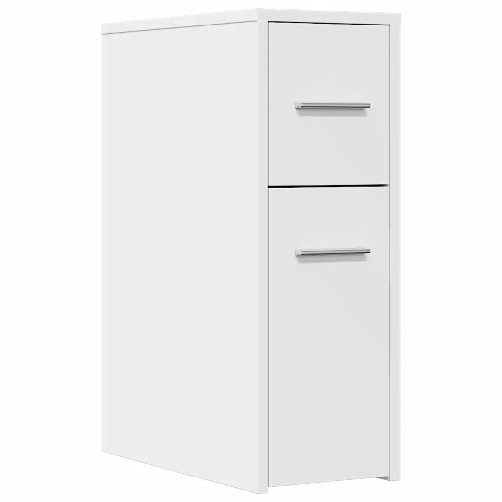 vidaXL Armadietto da Bagno Stretto con Ruote Bianco in Truciolato