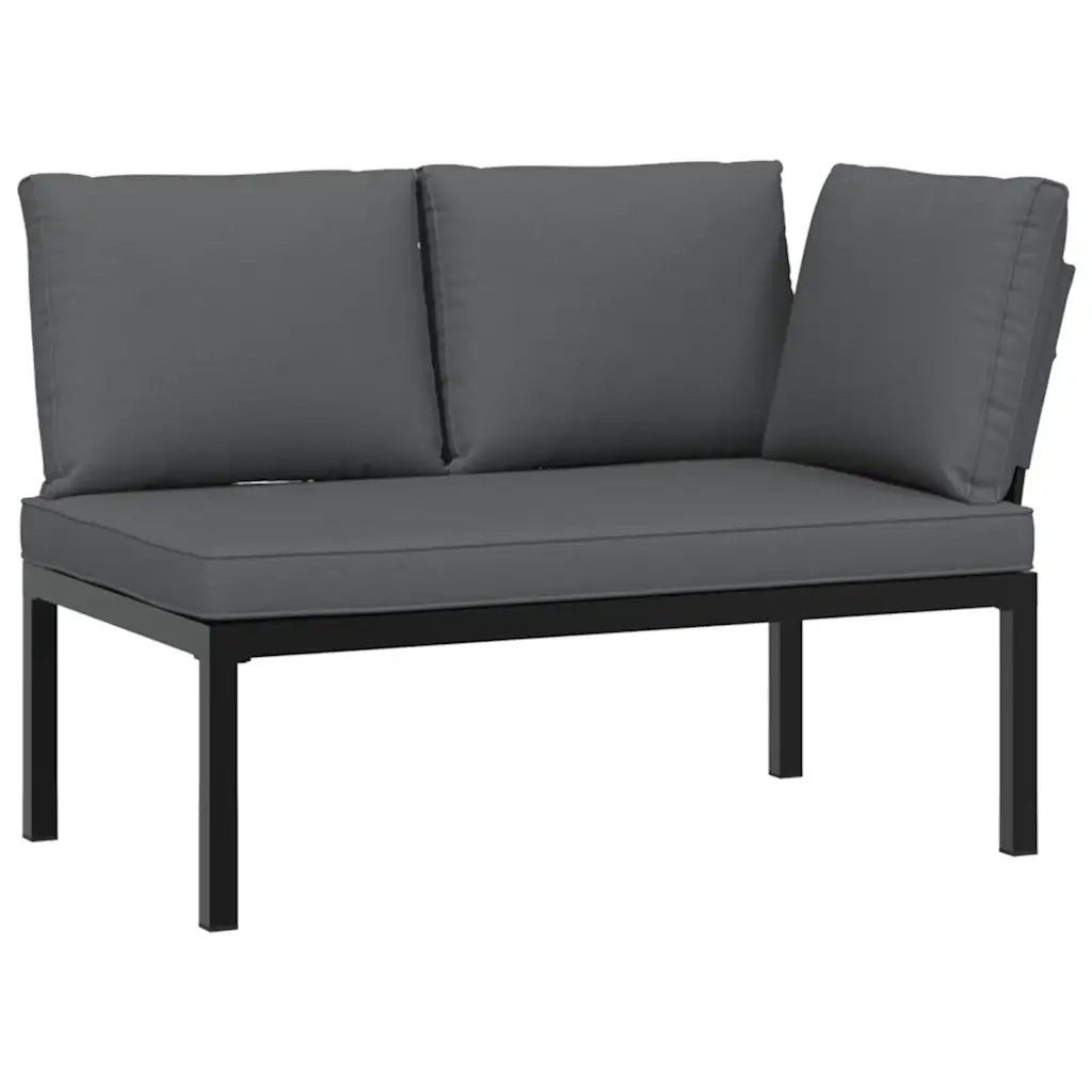 Set Divani da Giardino 2 pz | Set Salotto da Giardino con Cuscini in Alluminio Nero