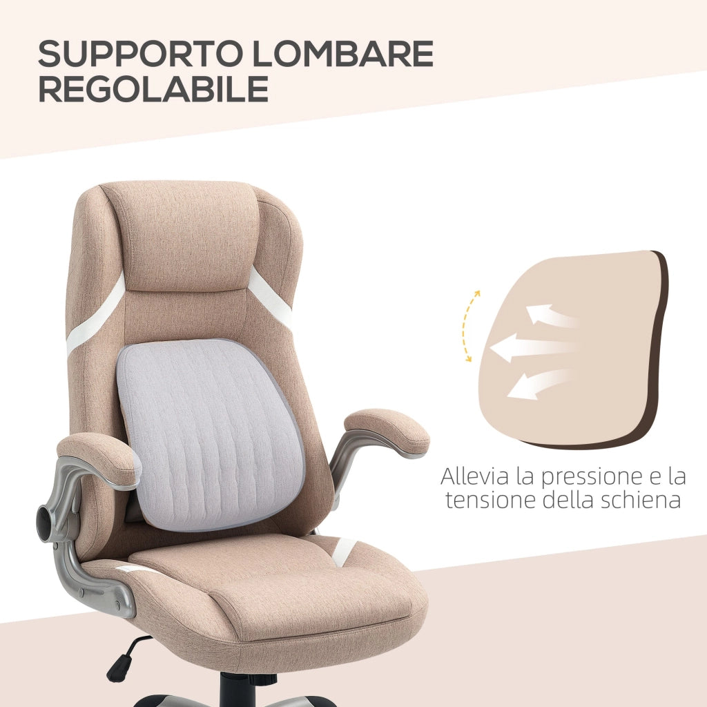 Sedia Operativa da Ufficio Reclinabile 68x76x109-117 cm Marrone Chiaro