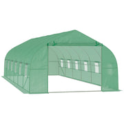 EasyComfort Serra da Giardino a Tunnel 8x3x2m in PE e Acciaio con Porta Avvolgibile e Finestre, Verde