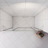 Box Doccia per Nicchia H.195 cm Doppia Porta Battente Saloon da 215 cm (100+120: 2120-2160 mm) 2 Pannelli Fissi con Barra Stabilizzatrice Vetro Temperato 6 mm Anticalcare