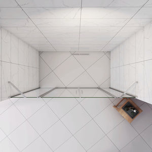 Box Doccia per Nicchia H.195 cm Doppia Porta Battente Saloon da 215 cm (100+120: 2120-2160 mm) 2 Pannelli Fissi con Barra Stabilizzatrice Vetro Temperato 6 mm Anticalcare