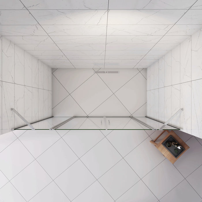 Box Doccia per Nicchia H.195 cm Doppia Porta Battente Saloon da 205 cm (90+120: 2020-2060 mm) 2 Pannelli Fissi con Barra Stabilizzatrice Vetro Temperato 6 mm Anticalcare