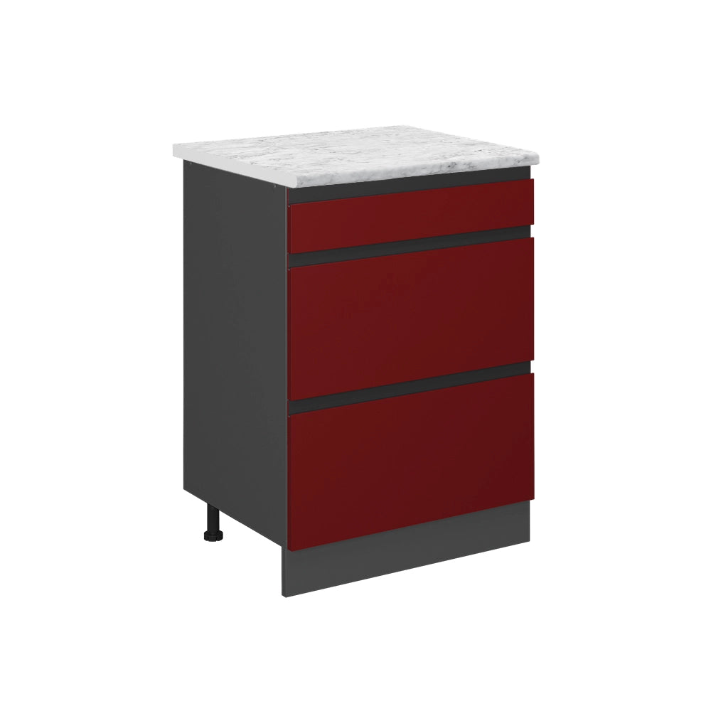Mobiletto base per cucina R-Line Rosso/Antracite 60 cm J-Shape PL Marmo Vicco
