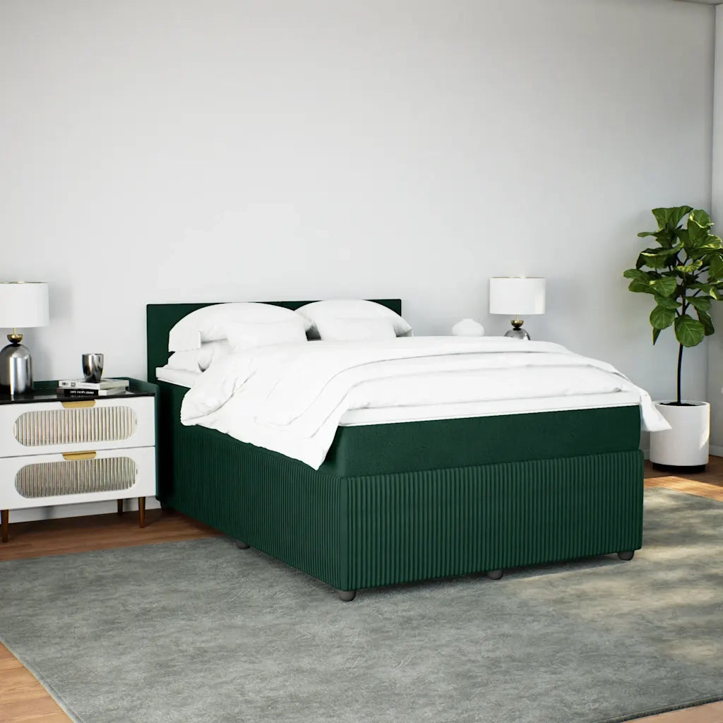 Giroletto a Molle con Materasso Verde Scuro 140x200 cm Velluto
