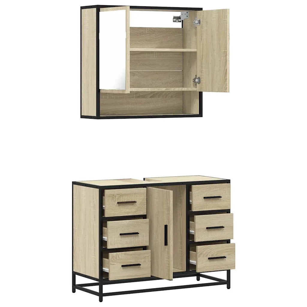Set Mobili da Bagno 2 pz Rovere Sonoma in Legno Multistrato 3300931
