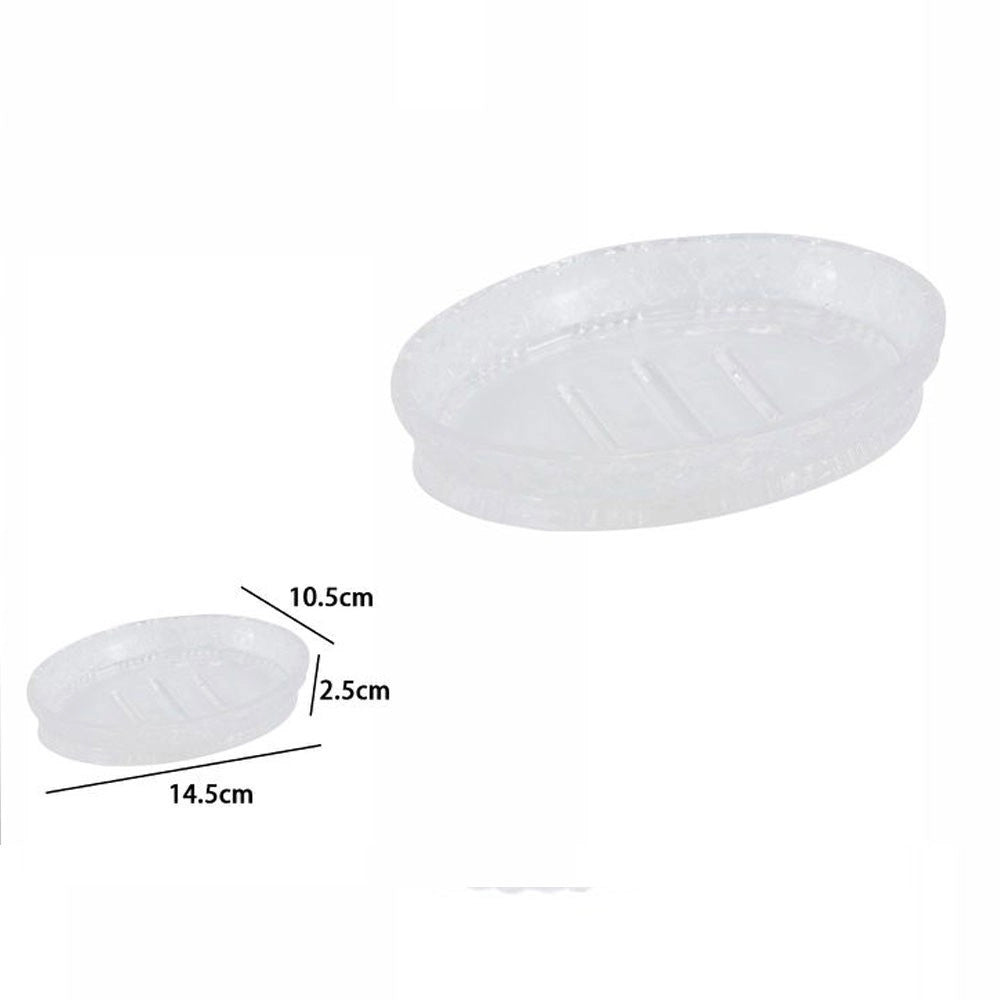 Trade Shop - Porta Sapone In Vetro Ovale Da Appoggio Lavabo Bagno Vasca Doccia 10.5x14.5x2.5 -
