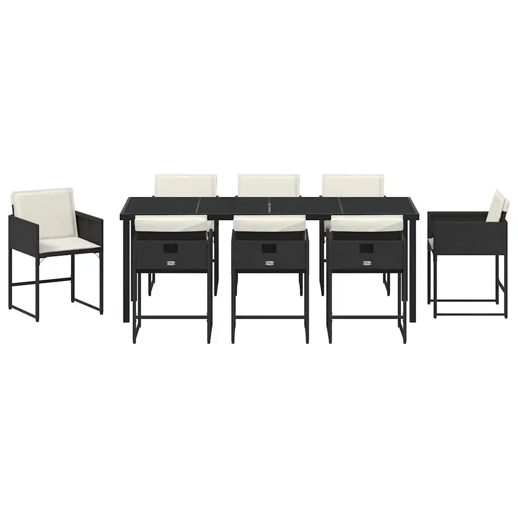 Set da Pranzo per Giardino 9 pcs Nero polyrattan 3380716