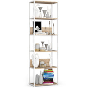 Scaffale stilo loft con ripiani in legno 60 cm Bianca 60 cm inserto frontale Sonoma Quercia 60x32x192 cm