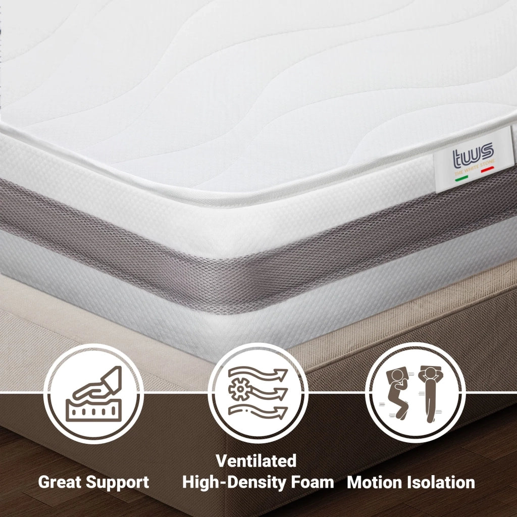 Materasso a molle Insacchettate e Memory singolo 80x200 altezza 20 cm |Medio Rigido , Automodellante, Ortopedico | Rivestimento Anallergico e Traspirante
