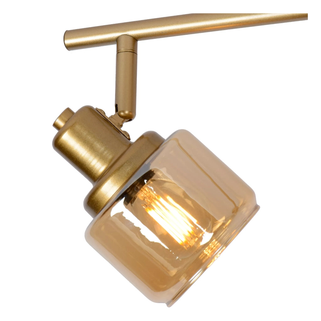 Plafoniera barra Lucide Bjorn 4 luci E14 oro vetro 74cm