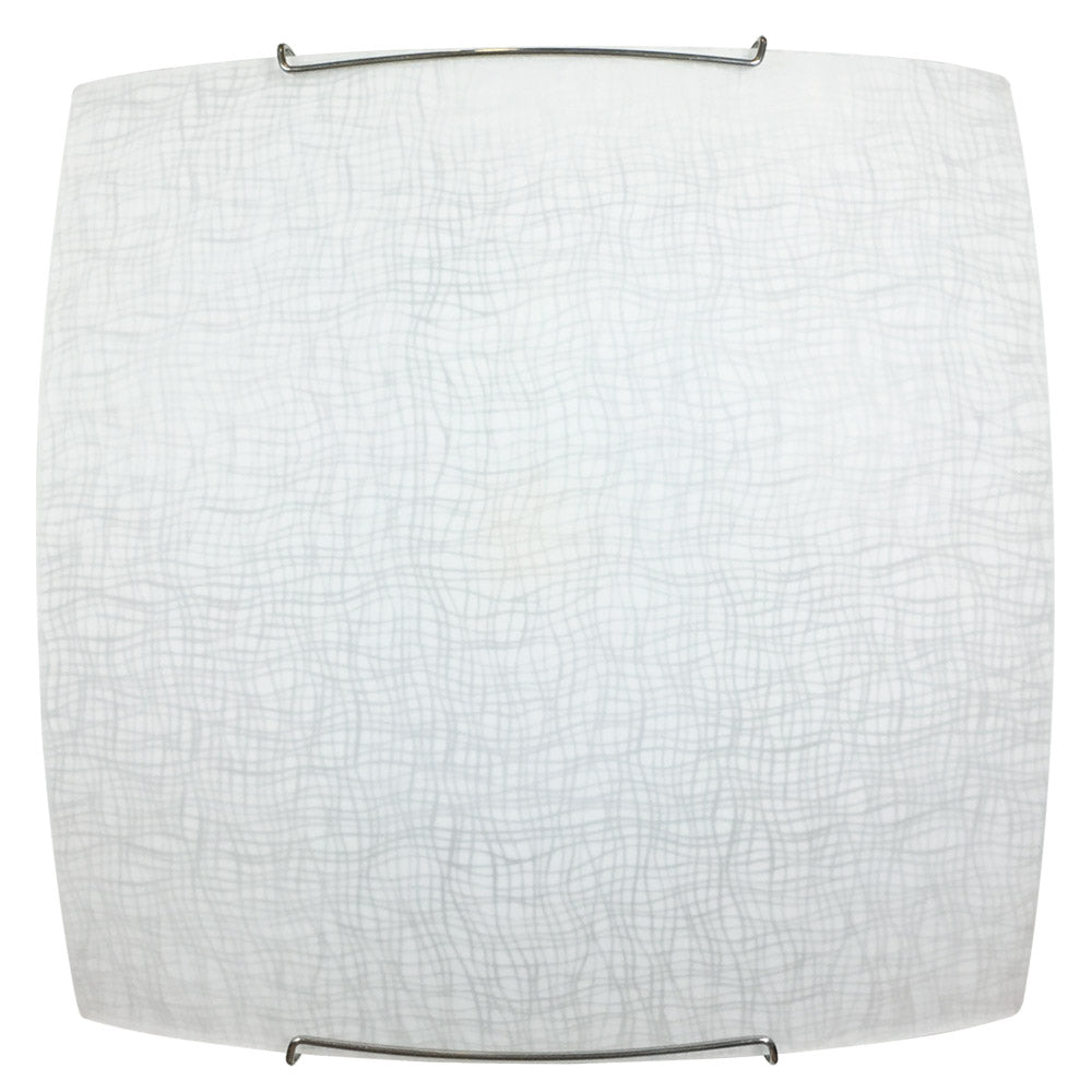 Plafoniera 2xE27 Ganci Cromo Vetro Lastra Serigrafato Bianco E-Energy Rebecca