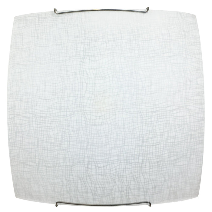 Plafoniera 2xE27 Ganci Cromo Vetro Lastra Serigrafato Bianco E-Energy Rebecca