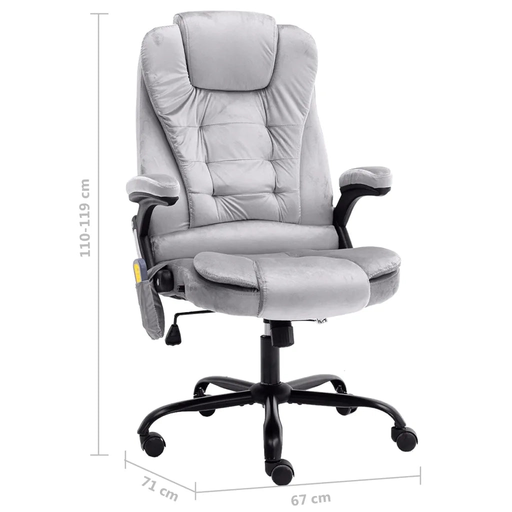 vidaXL Sedia da Ufficio Massaggiante Grigio Chiaro in Velluto