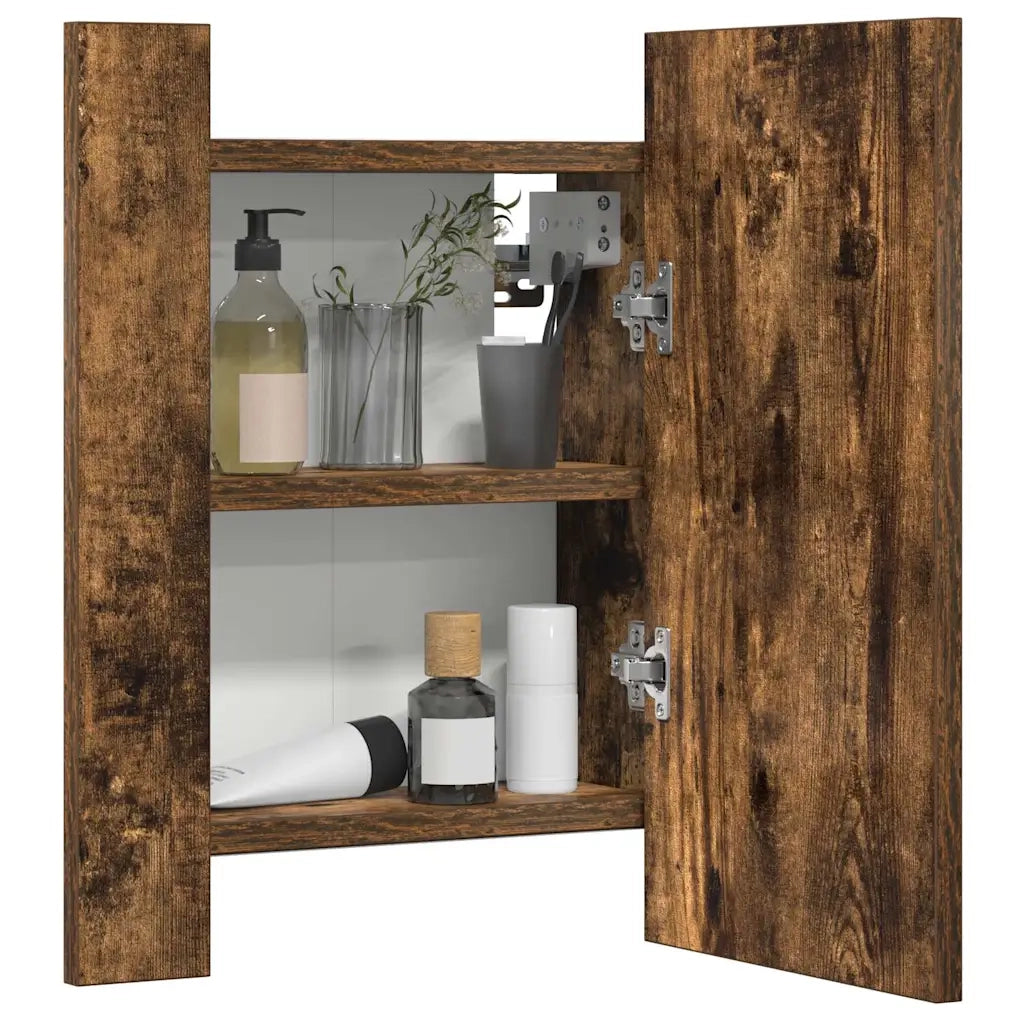 Mobile Bagno Specchio LED Rovere Fumo 40x12x45cm Multistrato 822833