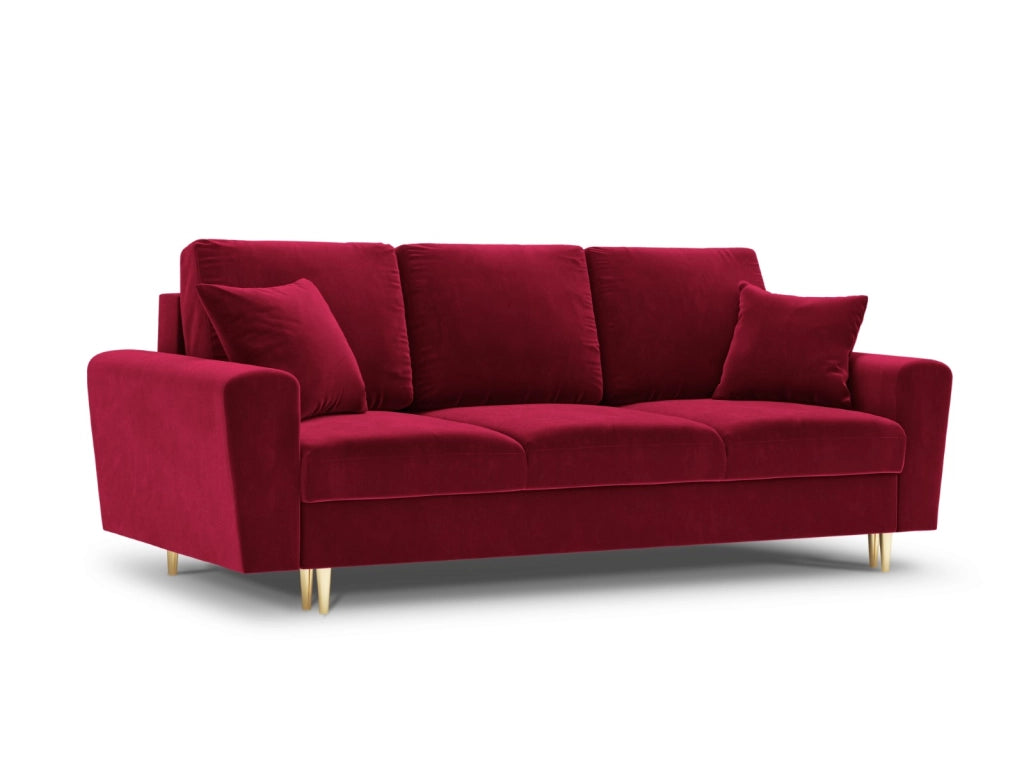 Cosmopolitan Design - Divano convertibile con contenitore "Kyoto" 3 posti in velluto rosso 