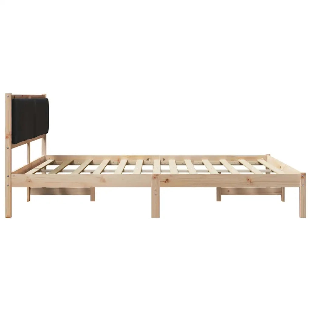 Struttura del letto-Giroletto Nero 200 x 200 cm Pino massello 600313