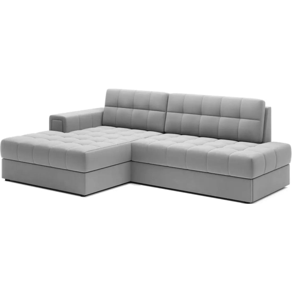 Divano ad angolo convertibile CUBITO grigio 240 cm con contenitore e letto