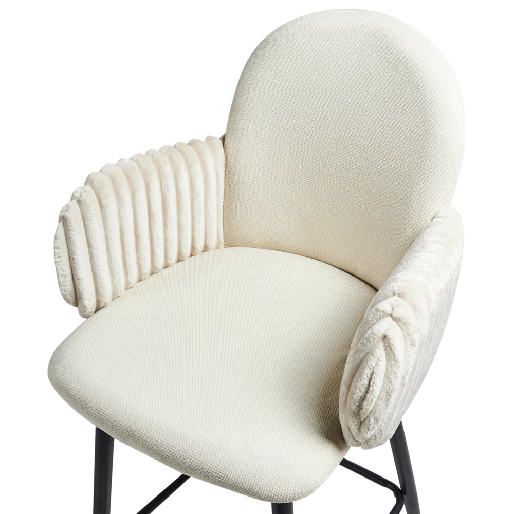 Set di 2 sedie da pranzo in tessuto boucle verde stile retrò seduta rotonda
