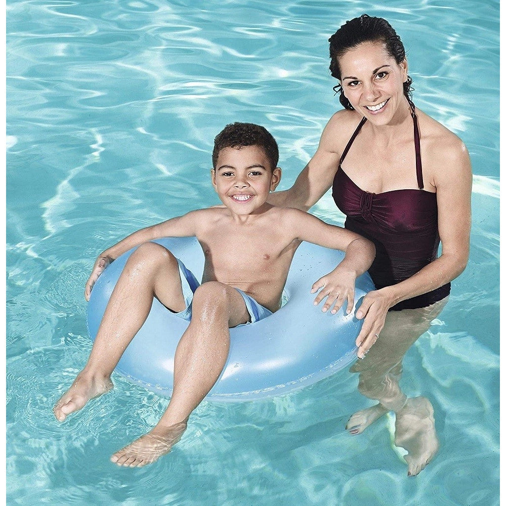 Trade Shop - Ciambella Salvagente Gonfiabile Per Bambini Trasparente Neon Nuoto 76 Cm 36024 -