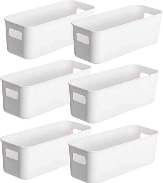 Set di contenitori di plastica da 6 contenitori con maniglie per la cucina e l'organizzazione della cabina da bagno