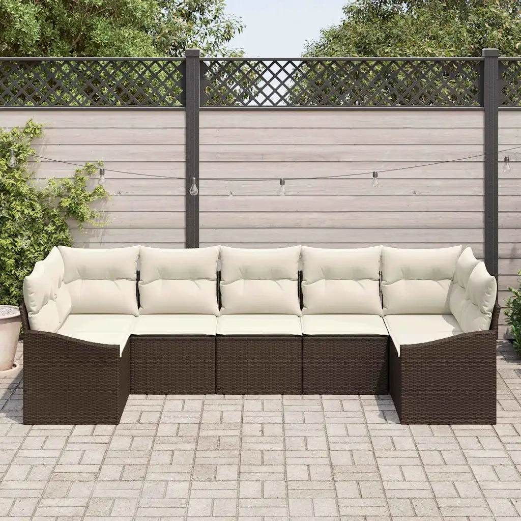 Set di divani con cuscino 7 pcs Marrone polyrattan 3346868