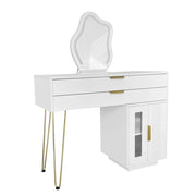 Toeletta con 2 Cassetti e Specchio LED Estensibile Reversibile per Camera da Letto in Truciolare Bianco 100×40×78 cm