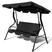 Dondolo a tre posti da giardino con oscurante e telaio in acciaio 172x154x110cm Nero