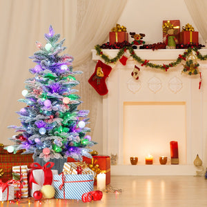 100cm Albero di Natale artificiale con 148 punte in PVC e PE 80 luci LED colorate, Albero di Natale in vaso per interni-Alberi di Natale