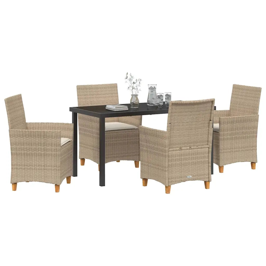 Set da Pranzo per Giardino 5 pz Beige polyrattan 3381081
