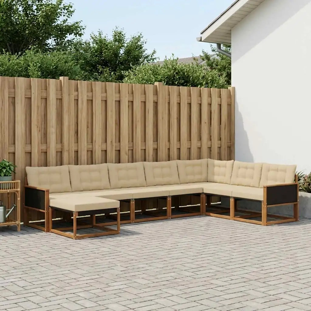 Set di divani da esterno con cuscino 8 pcs Naturale e Beige 3381609