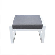 Tempo Style - Pouf MIKONOS in alluminio bianco/grigio | Resistente alle intemperie | Con morbido cuscino sfoderabile | Per ambienti esterni come giardino, balcone, terrazza