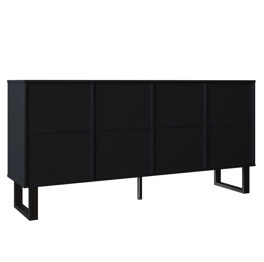 Mobile TV/credenza 160 x 38 x 75 cm in MDF e truciolare; nero e effetto legno