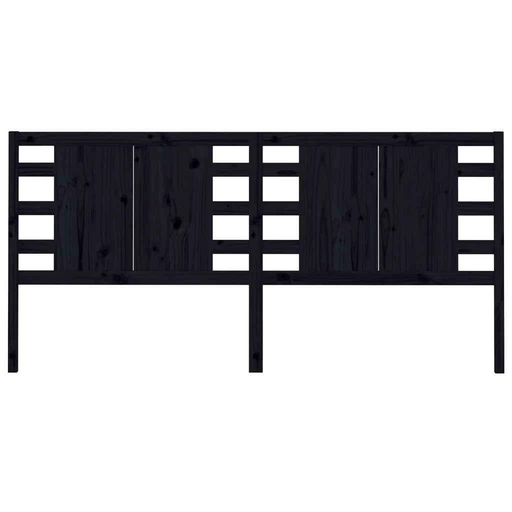 Testiera per Letto Nera 166x4x100 cm in Legno Massello di Pino 818784