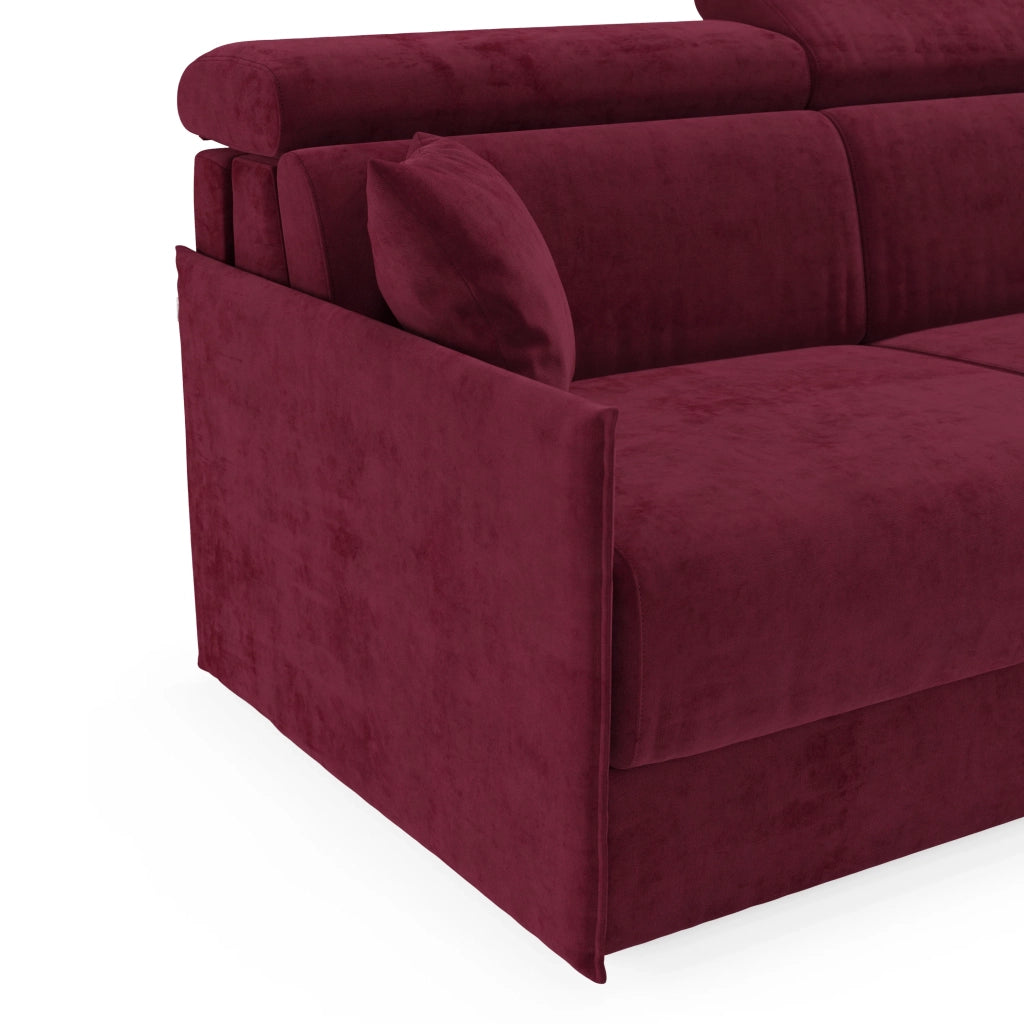 Miryam Divano letto con poggiatesta reclinabili e comfort maxi - design compatto in morbido tessuto smacchiabile T31 169 cm vinaccia
