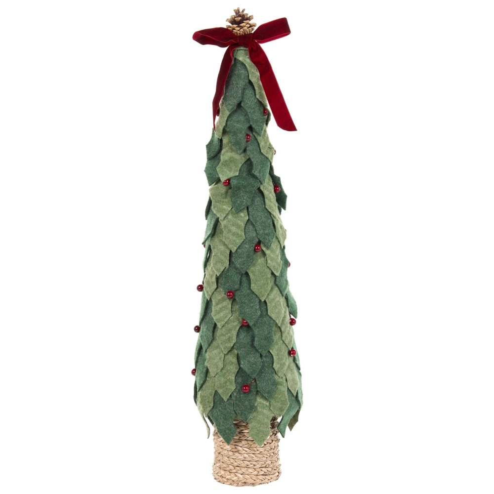 Set di 2 statuette ad albero di Natale verdi in legno di pino fatte a mano, decorazioni natalizie