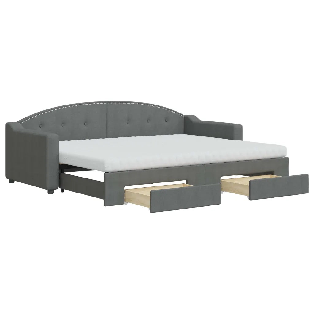 Divano Letto Estraibile Cassetti Grigio Scuro 80x200cm Tessuto 3197580