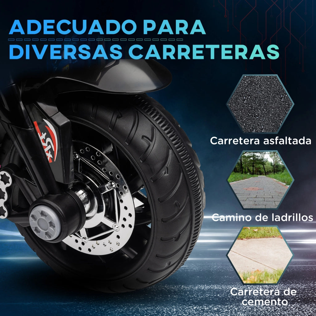 Moto Elettrica Bambini con Luci e Musica ¨C zephmum ¨C 3 km/h Nero