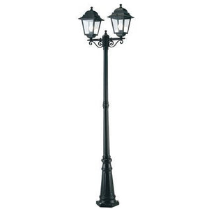 Lampada Palo Alto Due Luci per Giardino Colore Nero da Esterno Linea Quadrata Sovil