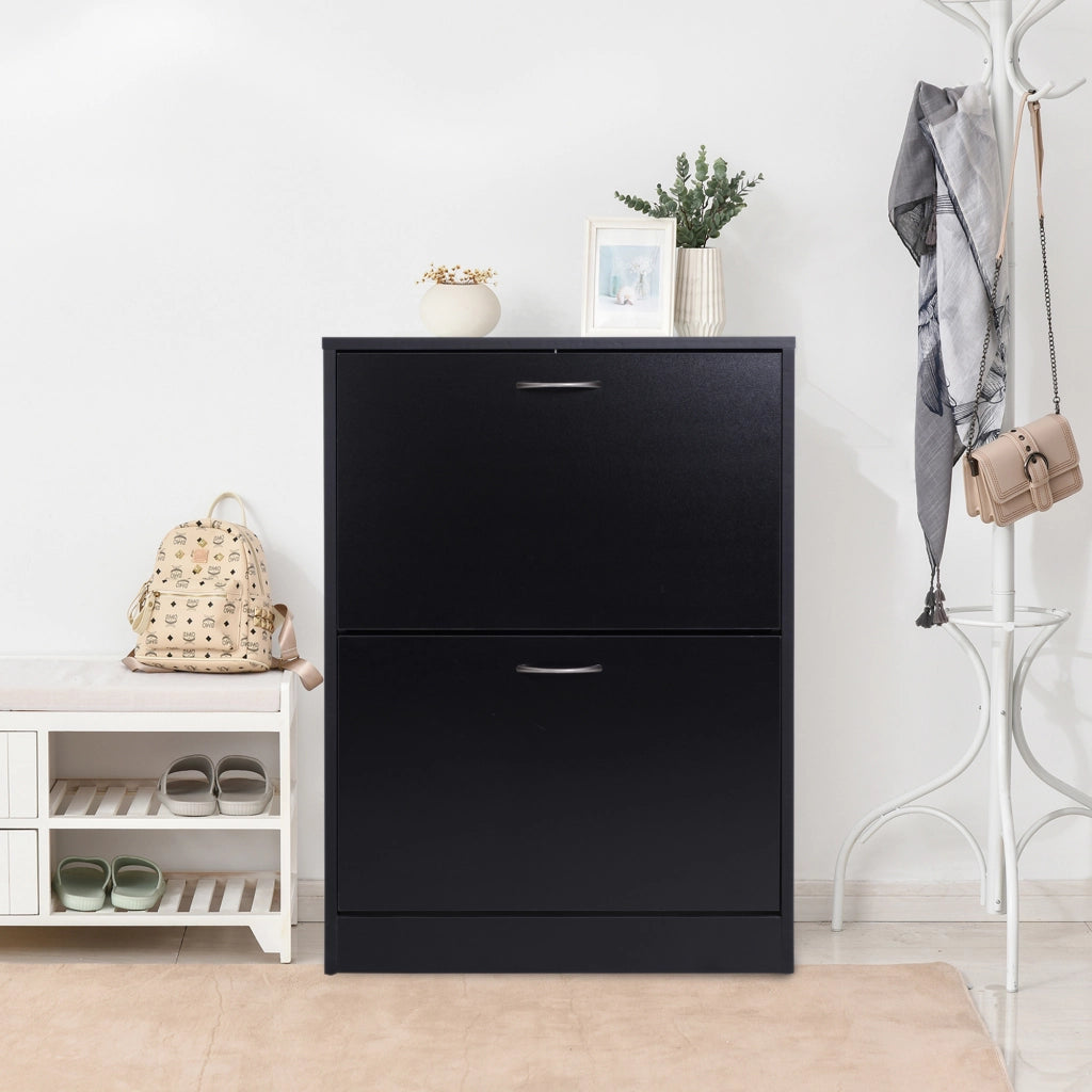 Armadio per scarpe con 2 ante ¨C zephmum ¨C nero 60x24x80 cm