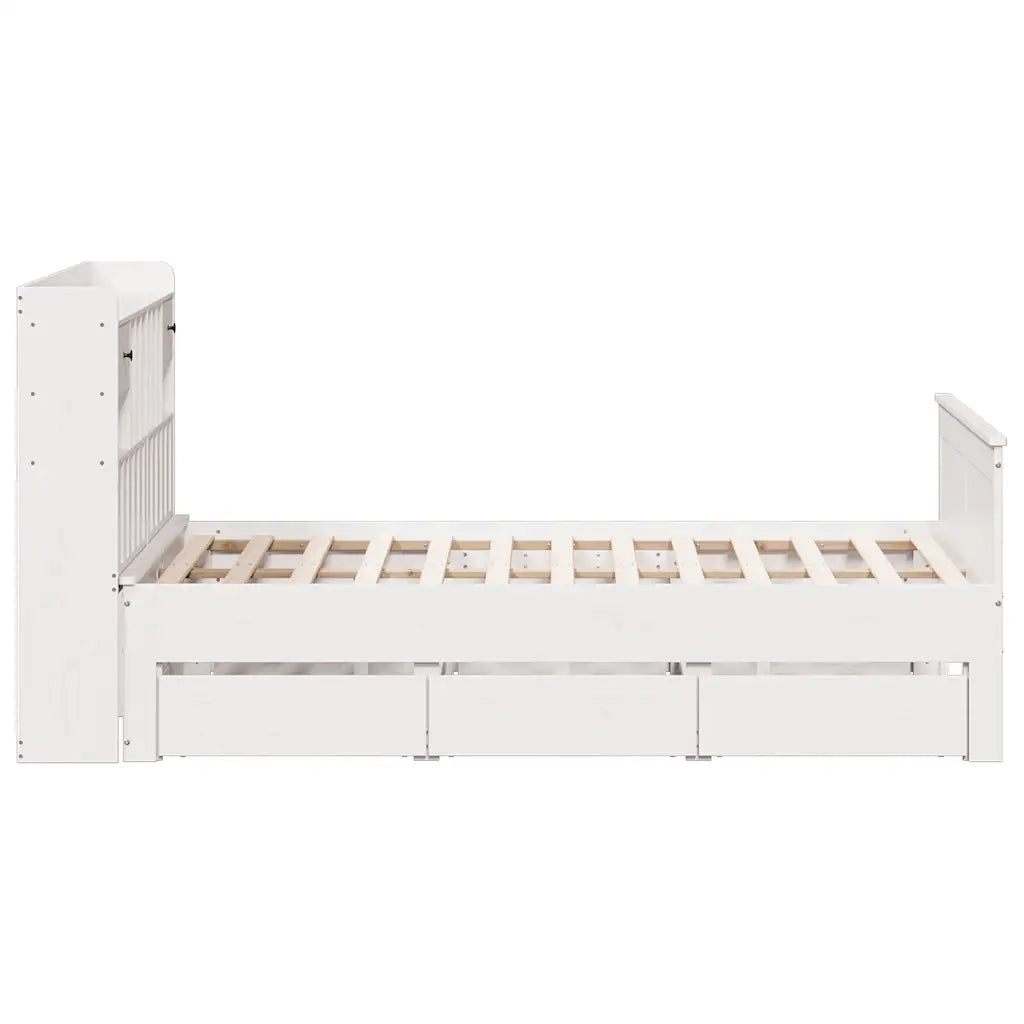 Letto Libreria senza Materasso Bianco 140x200 cm Legno di Pino 3308922