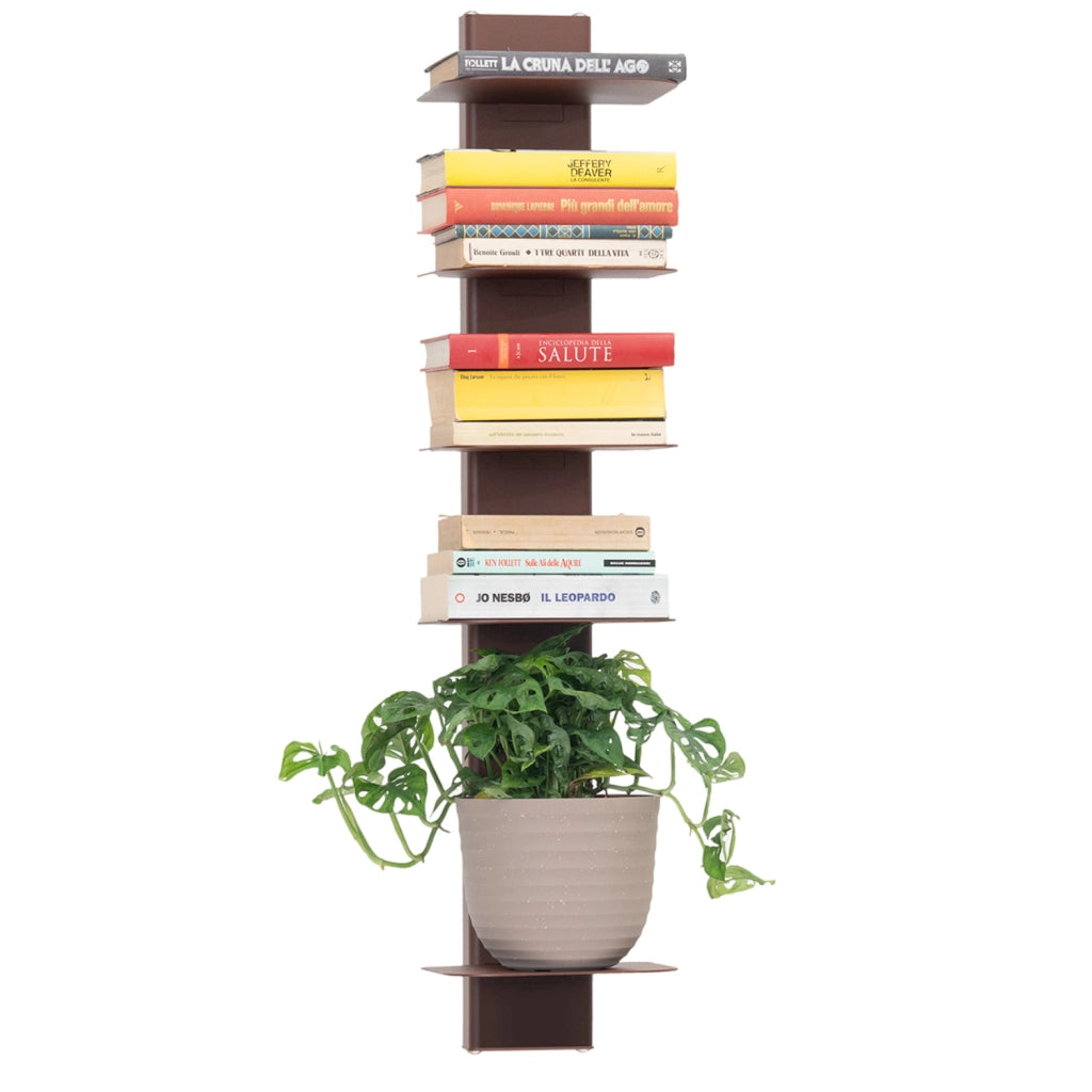 ALUBOX DEMETRA Libreria Da Parete In Alluminio E Lamiera Zincata 83,5X23X21 Cm Libreria Sospesa 6,6 Kg Con 5 Mensole Libri 17x23 Cm Libreria Salvaspazio Con Inserti A L E Attrezzatura COLORE: RUGGINE